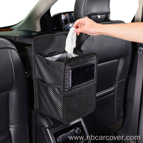 Car Trash Bin Leak-proof Leather Foldable